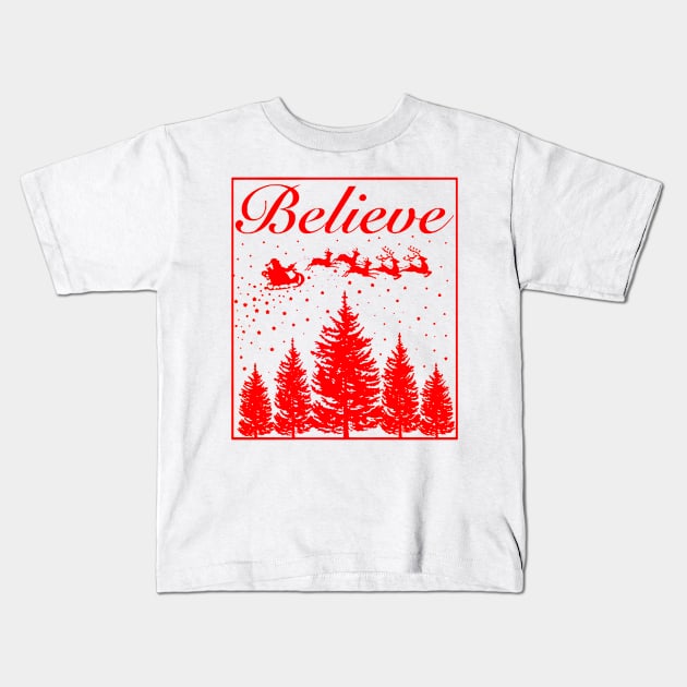 believe santa Kids T-Shirt by crackdesign